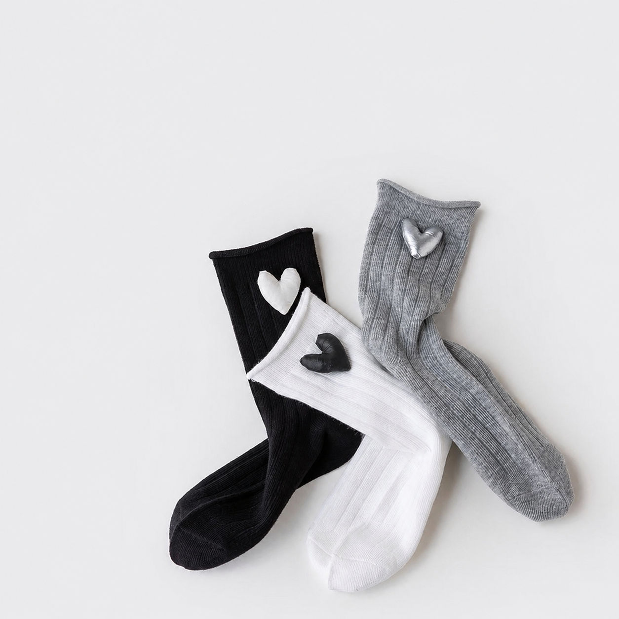 SS0089 ぷっくりハートキッズソックス(全3セット)