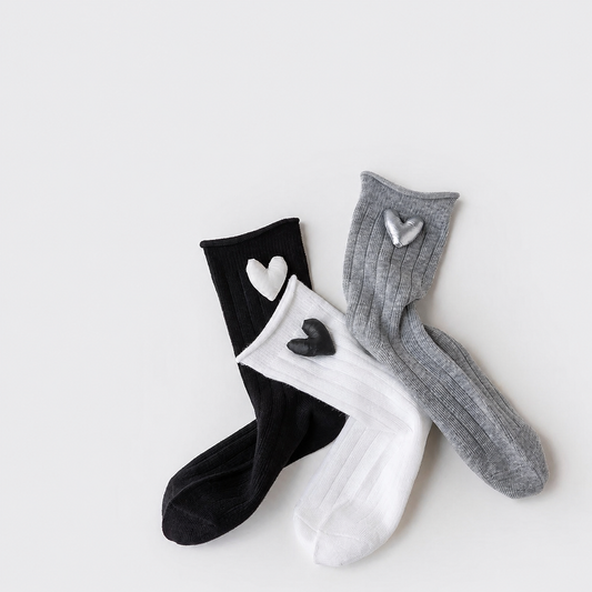 SS0089 ぷっくりハートキッズソックス(全3セット)