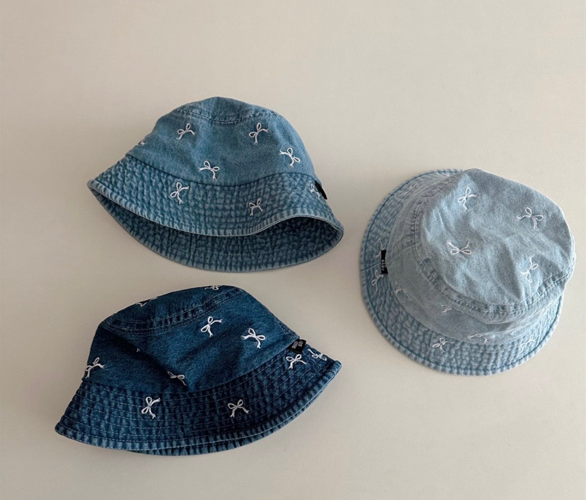 SS0064 リボン刺繍デニムバケットハット(全3色)