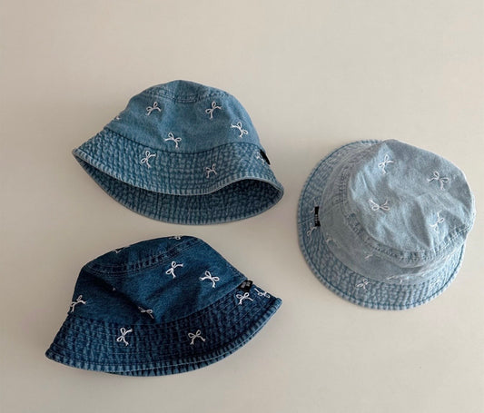 SS0064 リボン刺繍デニムバケットハット(全3色)